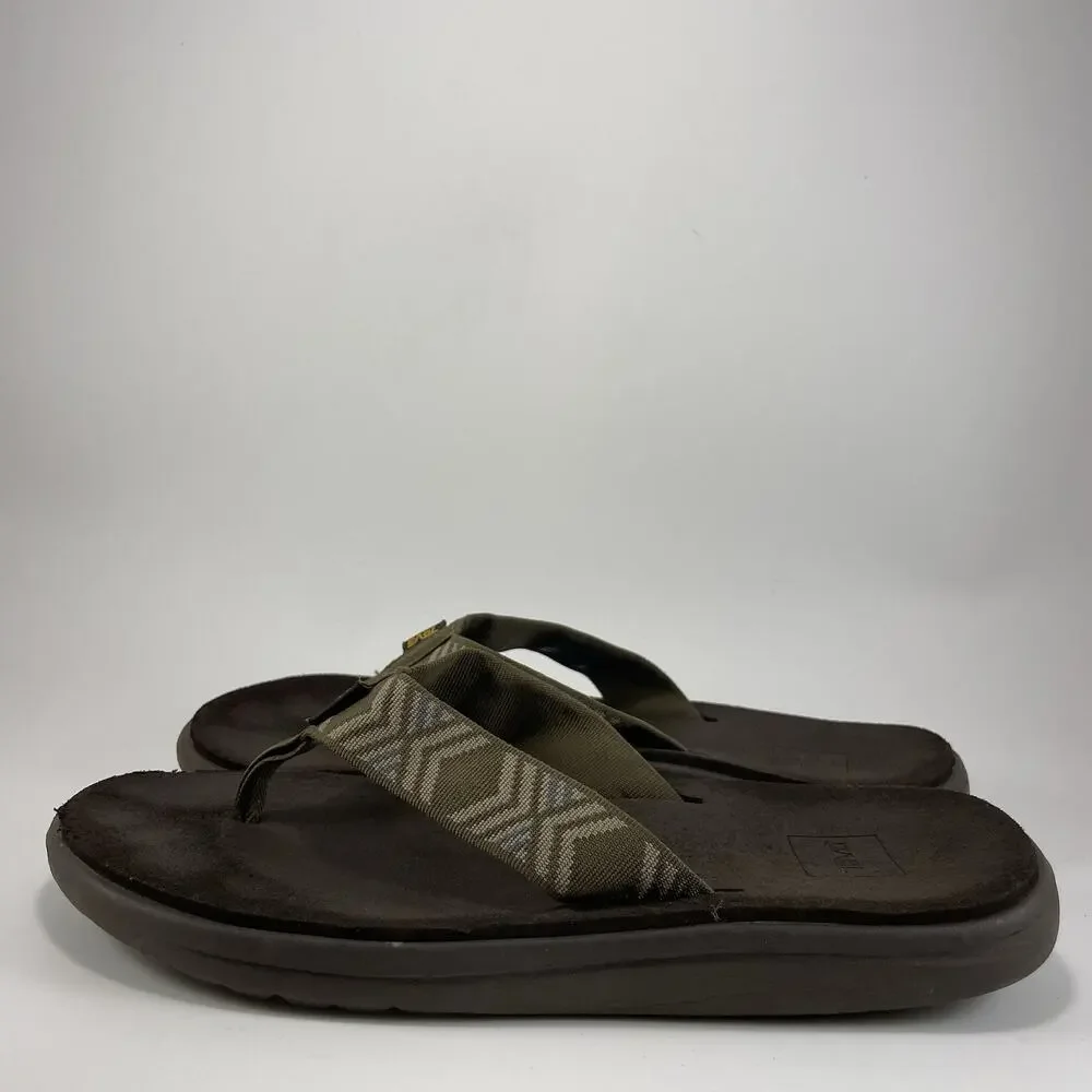 Teva Voya Canvas Flip Flops Mens Size 9 Olive Green Sandals Beach Pool Comfort
